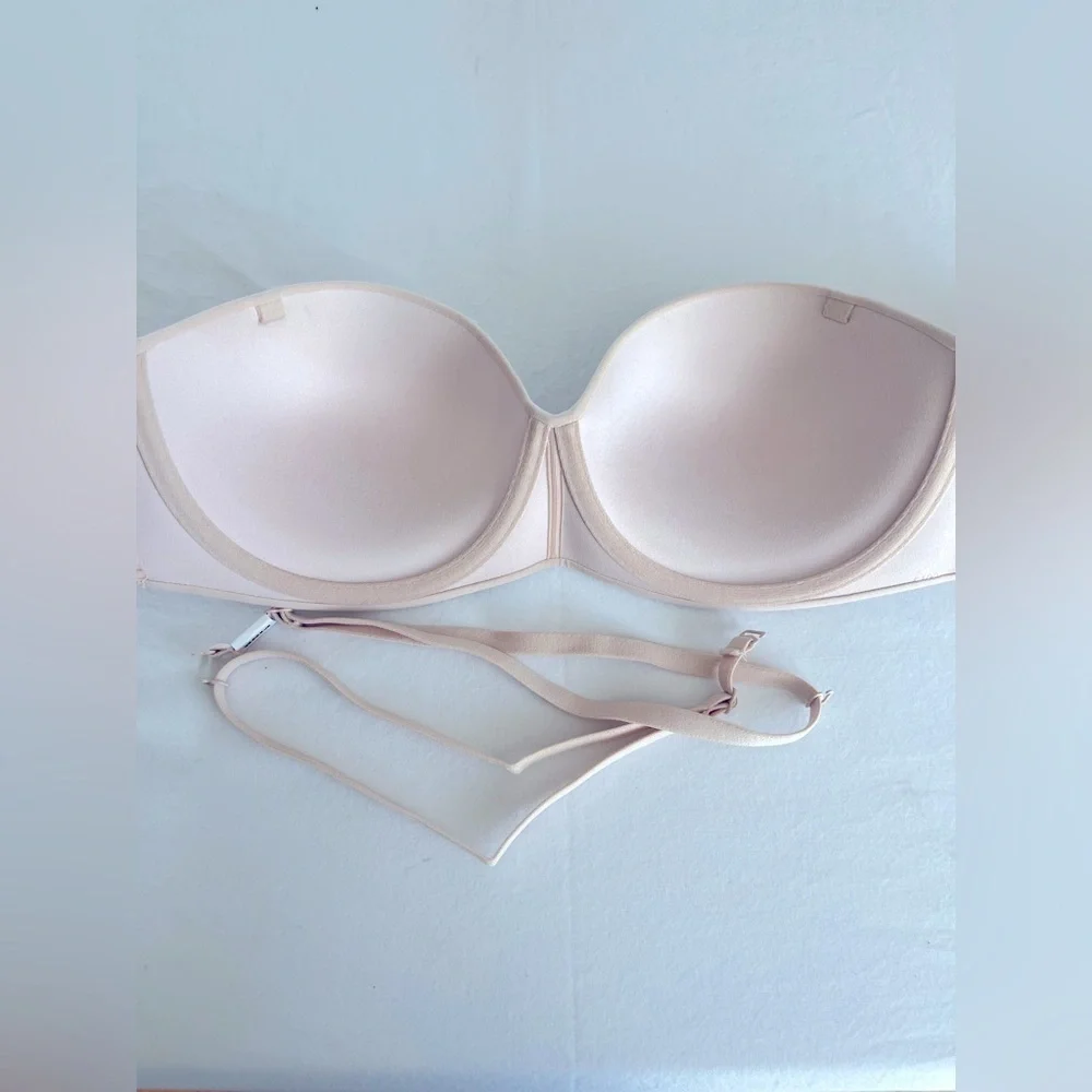 PINK VICTORIA SECERT Strapless Cream Bra push up classic cross pack 34C